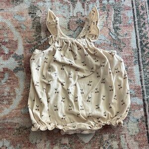 Rylee + Cru Cream Romper with Cherry Accent